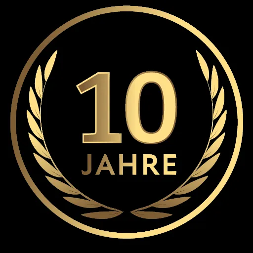 Goldenes Signet 10 Jahre mit Lorbeerkranz auf schwarzem Grund