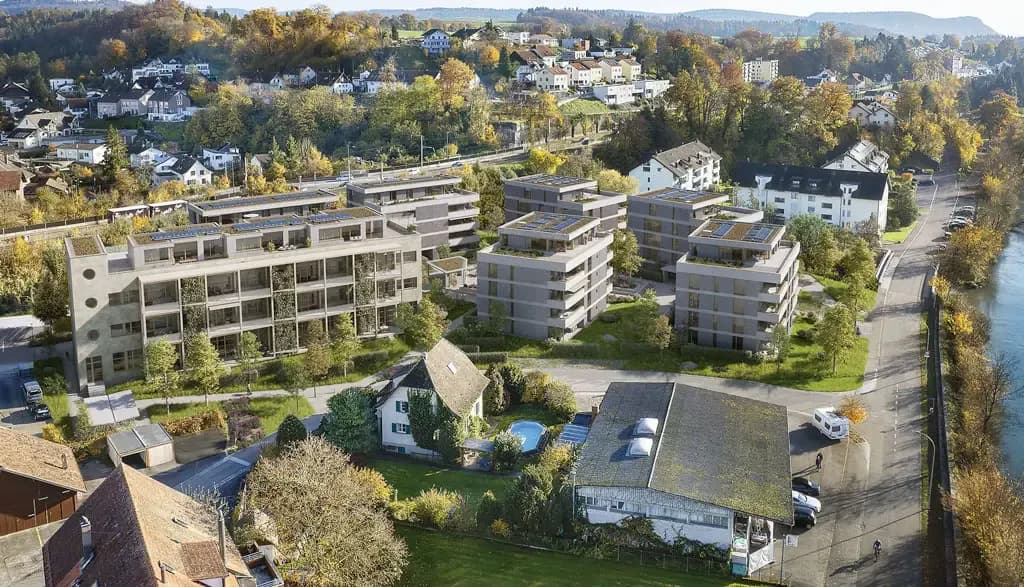 Ansicht: Arealüberbauung, 7 MFH, 73 Wohnungen