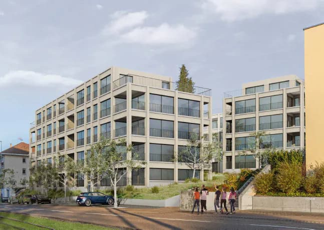 Ansicht: Neubau 2 MFH, 35 Eigentumswohnungen und AEH
